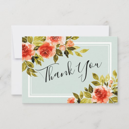 Waterverf rode rozen bruiloft dank u kaart (Voorkant)