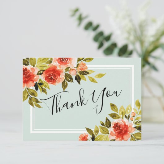 Waterverf rode rozen bruiloft dank u kaart (Staand voorkant)