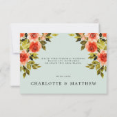 Waterverf rode rozen bruiloft dank u kaart (Achterkant)