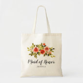 Waterverf rode rozen bruiloft meid van eer tote bag (Voorkant)