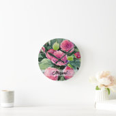 Waterverf Rode Rozen Gepersonaliseerd Ronde Klok (Huis)