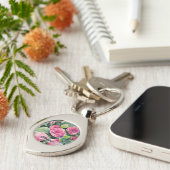 Waterverf Rode Rozen Gepersonaliseerd Sleutelhanger (Zijkant)