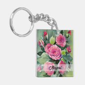 Waterverf Rode Rozen Gepersonaliseerd Sleutelhanger (Voorkant Links)