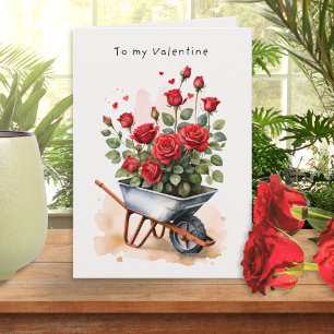 Waterverf Rode Rozen Landelijke Bloemen Valentijns Kaart