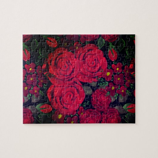 Waterverf, rode rozen, legpuzzel (Horizontaal)