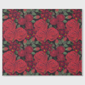 Waterverf rode rozen op zwart, cadeaupapier (Vlak)