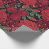 Waterverf rode rozen op zwart, cadeaupapier (Hoek)
