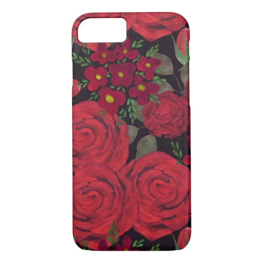 Waterverf rode rozen op zwart, Case-Mate iPhone case (Achterkant)