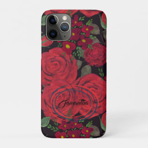 Waterverf rode rozen op zwart Case-Mate iPhone case