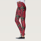 Waterverf rode rozen op zwart, leggings (Links)