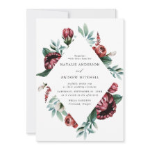 Waterverf Rode Rozen & Paarse Bloemen Frame Trouwk