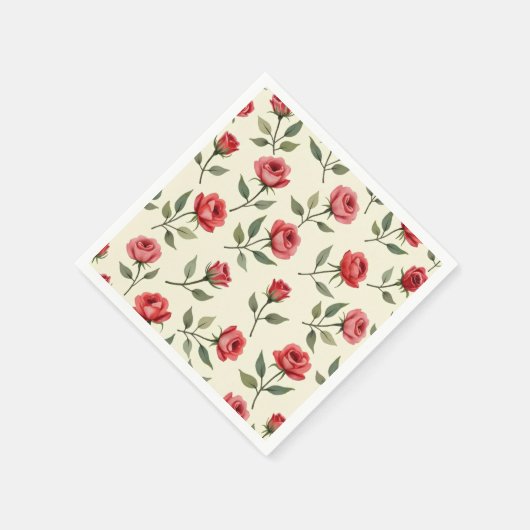 Waterverf rode rozen papieren servetten (Hoek)