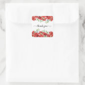 Waterverf Rode Rozen Rand Vierkante Sticker (Tas)