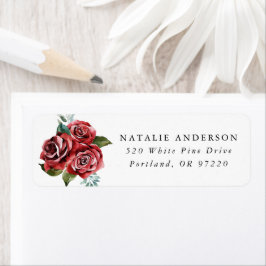 Waterverf rode rozen retouradres etiket