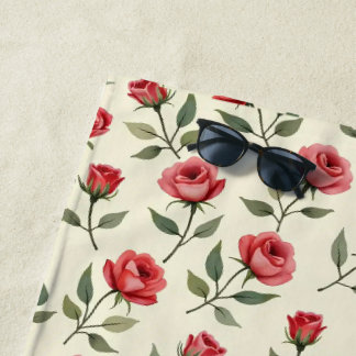 Waterverf Rode Rozen Strandhanddoek Strandlaken