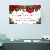 Waterverf Rode Rozen Trouw Welkom Spandoek (Beurs)