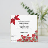Waterverf Rode Rozen Vintage Trouw Uitnodiging (Staand voorkant)