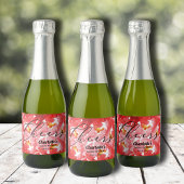 Waterverf Rode Rozen Vrijgezellenfeest Mini Sparkling Wijnetiket