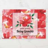 Waterverf Rode Rozen Vrijgezellenfeest Mini Sparkling Wijnetiket (Enkel label)