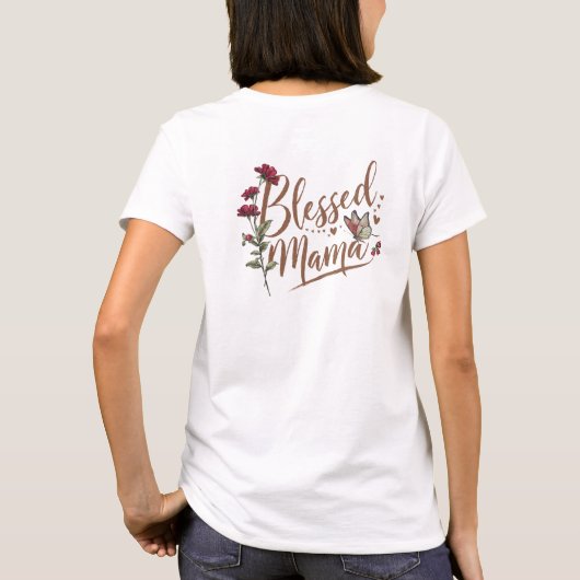 Waterverf  rode rozen zegenen mama t-shirt (Achterkant)