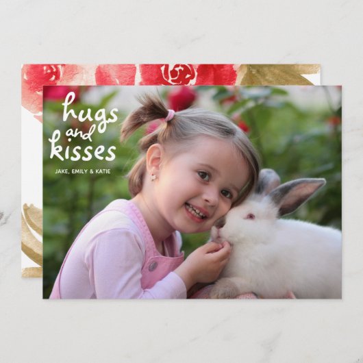 Waterverf rode rozenValentijnsdag Feestdagenkaart (Voorkant / Achterkant)