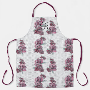 Waterverf rode rozenvrouwen Initiaal Apron Schort
