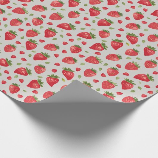 Waterverf Rode Schattigee Aardbei Cadeaupapier (Hoek)