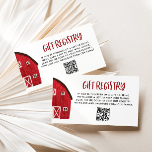 Waterverf Rode Schuur Baby Shower QR Code Cadeau L Informatiekaartje
