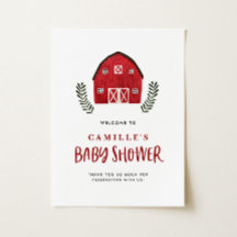 Waterverf Rode Schuur Rustieke Boerderij Baby Show