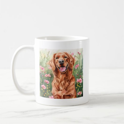 Waterverf Rode Setter Hond Koffie Cup Gift Koffiemok (Links)