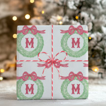 Waterverf Rode Stip Lint Monogram Krans