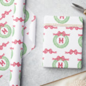 Waterverf Rode Stip Lint Monogram Krans Cadeaupapier