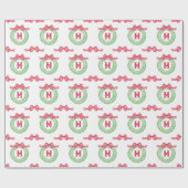 Waterverf Rode Stip Lint Monogram Krans Cadeaupapier (Vlak)