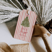  Waterverf rode strepen kerstboom Cadeaulabel