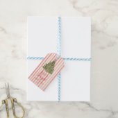  Waterverf rode strepen kerstboom Cadeaulabel (Met Touw)