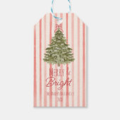  Waterverf rode strepen kerstboom Cadeaulabel (Voorkant)
