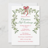 Waterverf Rode strik Mistletoe Garland Kerst Kaart (Voorkant)