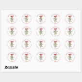 Waterverf Rode strik Mistletoe Kersttoespraak Ronde Sticker (Vel)