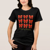 Waterverf Rode Strik Traditie Cadeau Patroon Tri-Blend Shirt (Voorkant)
