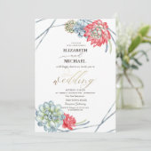 Waterverf Rode Succulten Kaart (Staand voorkant)