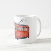 Waterverf rode trolley Mok (Voorkant rechts)