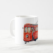 Waterverf rode trolley Mok (Voorkant links)