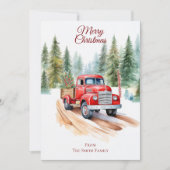 Waterverf  Rode Truck Kerst Kaart (Voorkant)