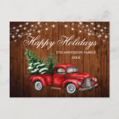 Waterverf  Rode Truck Wood Lights Vakantie Briefkaart (Voorkant)