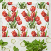 Waterverf Rode Tuin Bloem Poppy Floral Theedoek (Gevouwen)