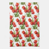 Waterverf Rode Tuin Bloem Poppy Floral Theedoek (Verticaal)