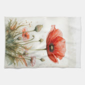 Waterverf Rode Tuin Bloem Poppy Floral Theedoek (Horizontaal)