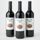 Waterverf rode tulp boeket bruiloft flesetiket wijn etiket (Flessen)