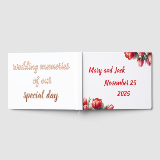 Waterverf rode tulp bruiloft Folie Guestbook Gastenboek (Volledig)