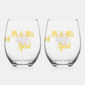 Waterverf rode tulp bruiloft wijnglas Mr & Mrs. Wijnglas Zonder Voet (Achterkant)